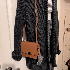 New Isaac Mizrahi Live Whitney Small Shoulder Saddle Cognac Brown Leather Bag